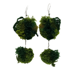 Embroidered Moss Drop Earrings, Long