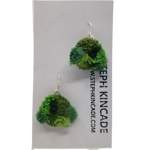 Embroidered Moss Drop Earrings, Small
