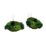 Embroidered Moss Drop Earrings, Small