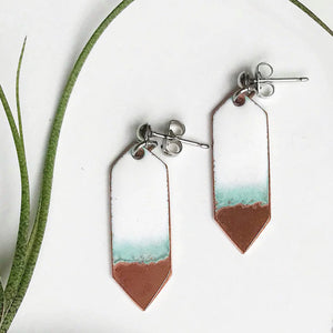 Aflame Creations: Crystal Earrings in White & Polished Copper