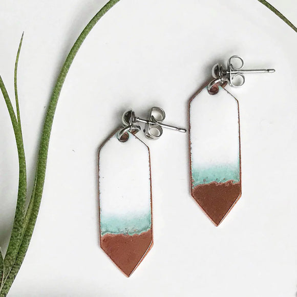 Crystal Earrings in White & Polished Copper