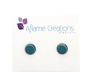 Aflame Creations: Tiny Circle Stud Earrings in Teal