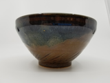 Westcote Bell Pottery: Blue & Brown Swirl Salad Bowl
