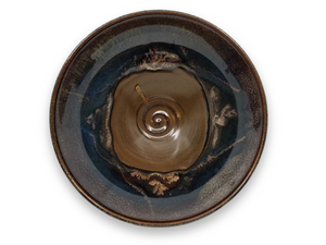 Westcote Bell Pottery:Blue & Brown Speckled Swirl Salad Bowl