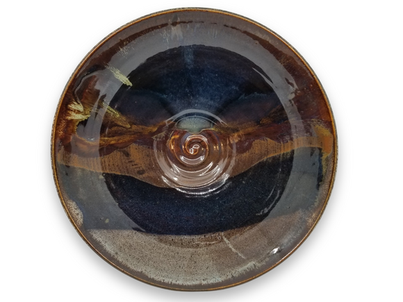 Dark Blue & Brown Swirl Bottom Salad Bowl