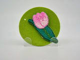 Pink Tulip Beaded Brooch - Designer Craft Shop