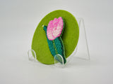 Pink Tulip Beaded Brooch - Designer Craft Shop