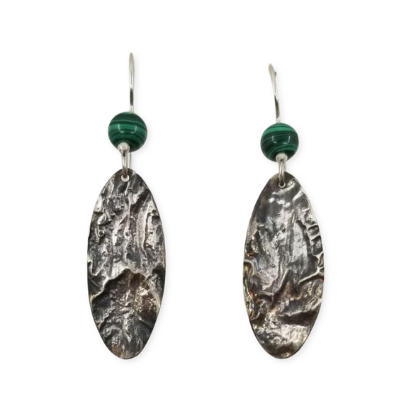 Patina Textured Silver Earrings
