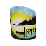 Fused Glass by Brent Harding: Inlet Guardian - Blue Teal, Yellow