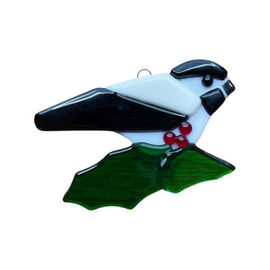 School Street Glass Studio: Fused Glass Chickadee Ornaments